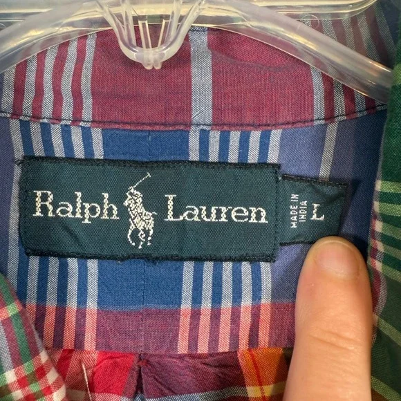 Ralph Lauren Multicolor Plaid Button Down Work Shirt Long Sleeve Mens Large - Picture 7 of 8
